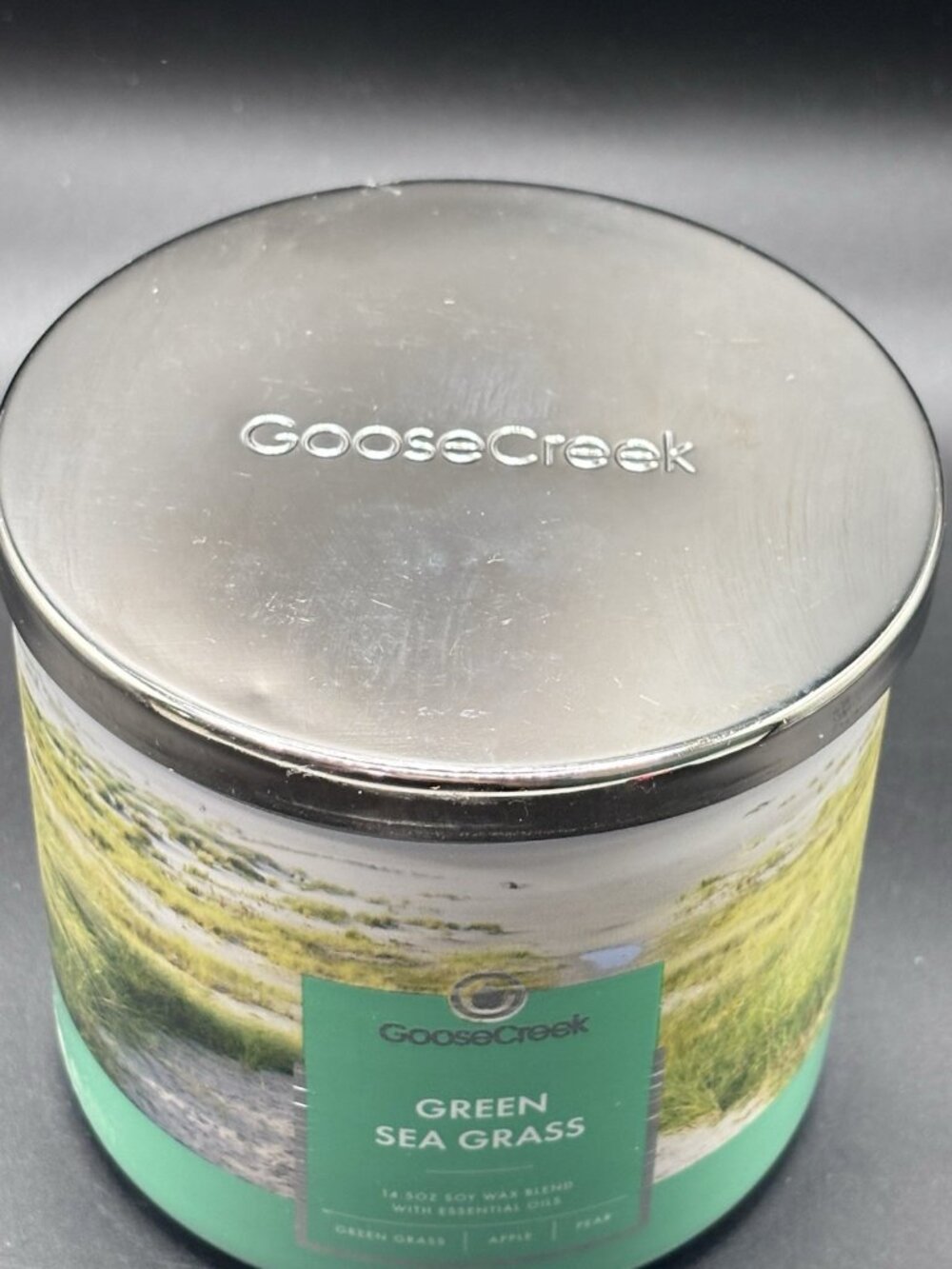 Goose Creek Green Sea Grass 3 Wick Jar Candle 14.5 oz Summer Beach Apple Pear - Picture 3 of 16